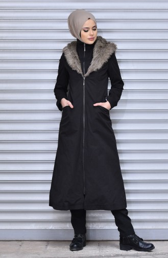 Hooded Coat with Zipper 35779-04 Black 35779-04