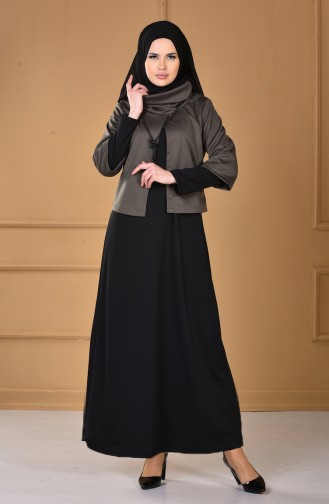 Khaki Hijab Dress 1198-01