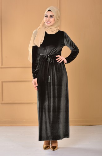 Khaki Hijab Evening Dress 60657-05