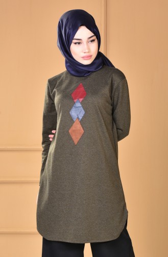 Tunique Détail Cuir 2023-01 Khaki 2023-01