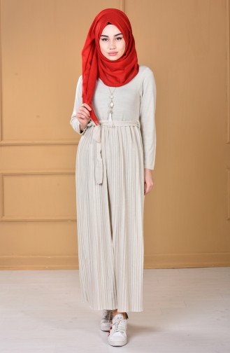 Cream Hijab Dress 0726-03