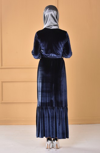 Navy Blue Hijab Evening Dress 60669-06