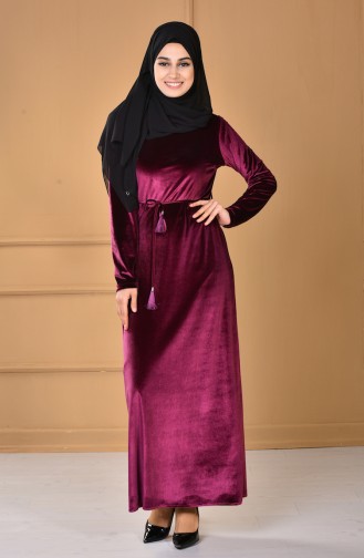 Plum Hijab Evening Dress 60657-02