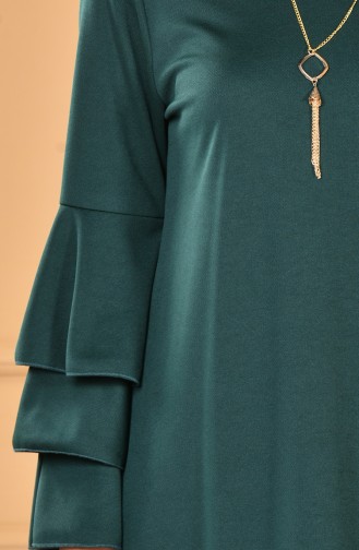 Kolyeli Elbise 0032-01 Zümrüt Yeşil