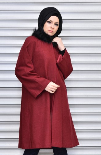 معطف طويل أحمر كلاريت 50325-02