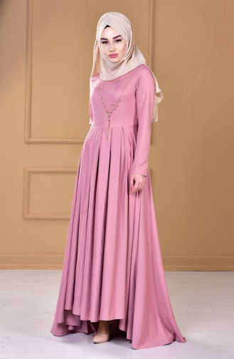 فستان زهري باهت 4195-09