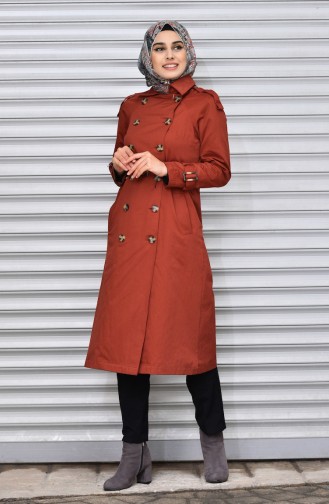 Trenchcoat mit Knopf   6770-01 Ziegelrot 6770-01