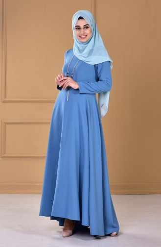 Dark Blue Hijab Dress 4055-34