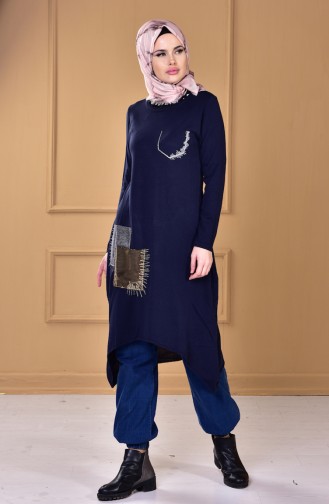 Jakarlı Triko Kazak 3001-04 Lacivert