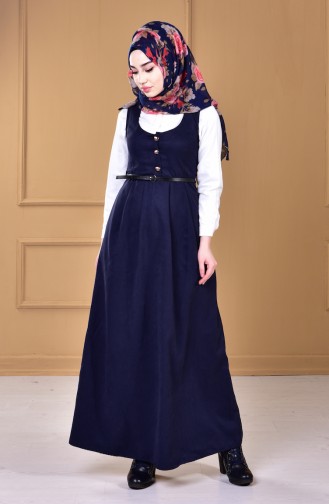 Navy Blue Hijab Dress 4399-03