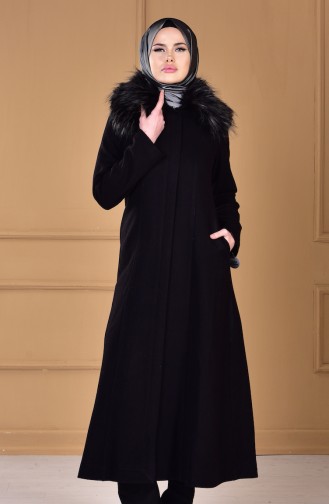 SUKRAN Fur Cachet Long Coat 35796-02 Black 35776-02