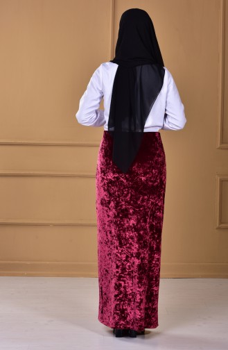 Kadife Kalem Etek 3075-05 Bordo