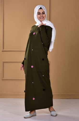Khaki Hijab Dress 7334-04
