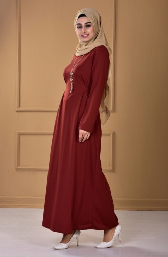 Brick Red Hijab Dress 8011-03