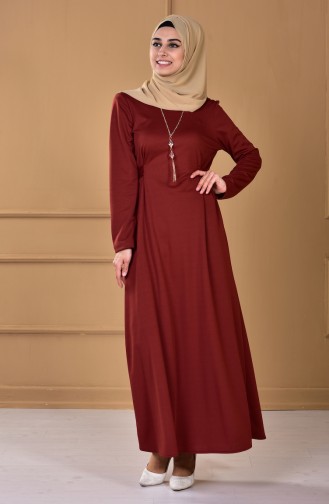 Brick Red Hijab Dress 8011-03
