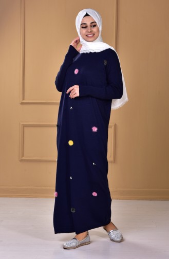 Navy Blue Hijab Dress 7334-02
