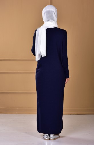 Navy Blue Hijab Dress 7334-02