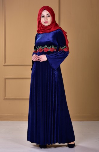 Navy Blue Hijab Dress 7914-01