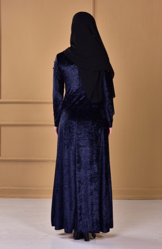 Robe Velours Perlée 4427-02 Bleu Marine 4427-02