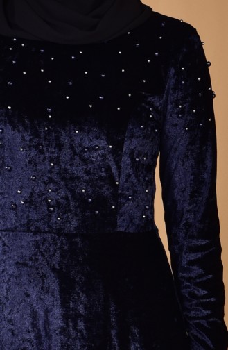 Robe Velours Perlée 4427-02 Bleu Marine 4427-02