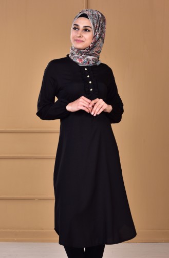 Tunika mit Knopfdetail 1133-07 Schwarz 1133-07