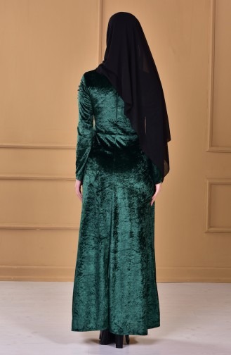 Robe Velours Perlées 4427-01 Vert emeraude 4427-01
