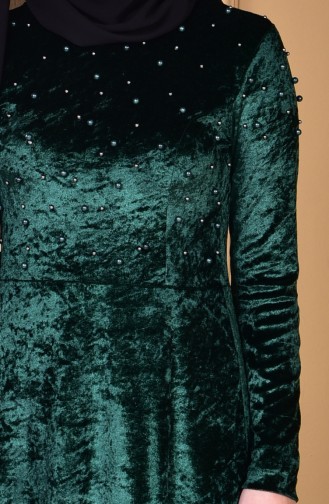 Robe Velours Perlées 4427-01 Vert emeraude 4427-01