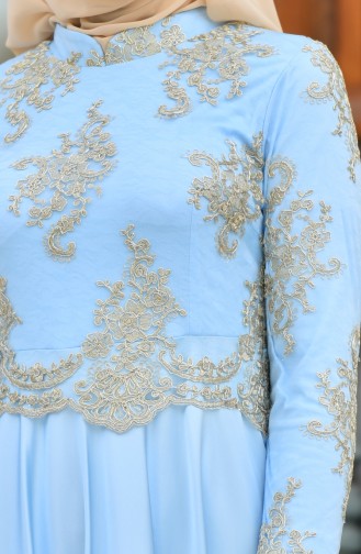 Baby Blue Hijab Evening Dress 7838A-04