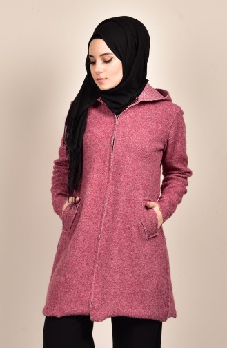 Fermuarlı Cepli Hırka 1042-01 Bordo