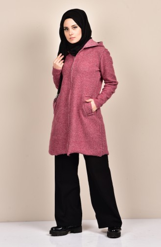 Fermuarlı Cepli Hırka 1042-01 Bordo
