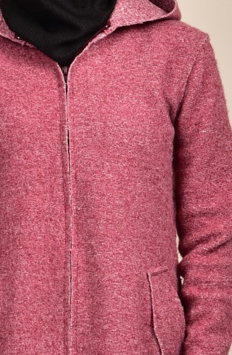Fermuarlı Cepli Hırka 1042-01 Bordo