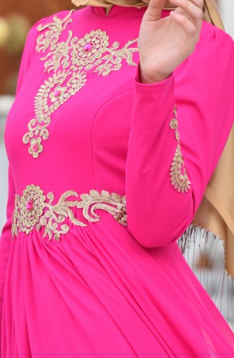 Fuchsia Hijab Evening Dress 1010-01