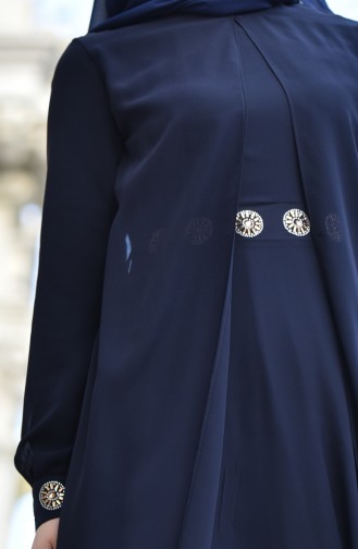 Navy Blue Hijab Evening Dress 99116-07