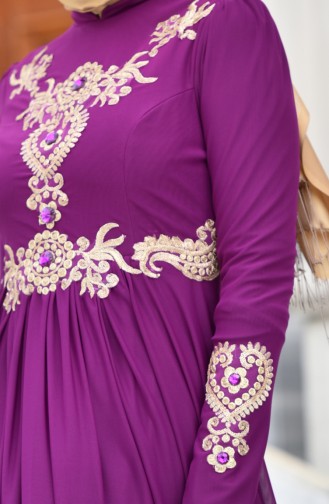 Purple Hijab Evening Dress 1010-05