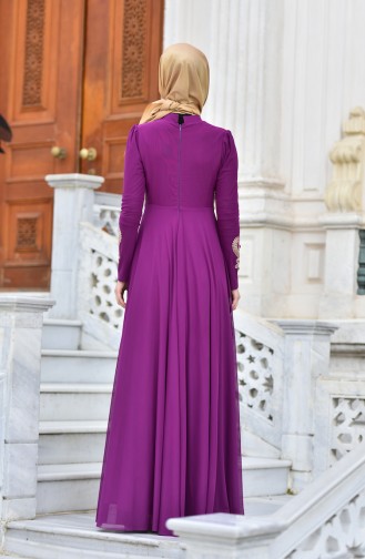 Purple Hijab Evening Dress 1010-05