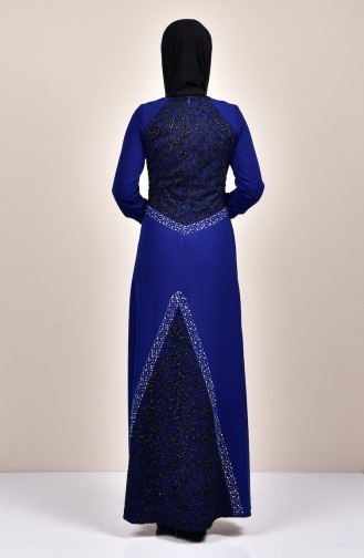 Saxe Hijab Evening Dress 3771-03