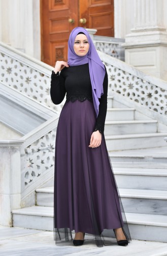 Black Hijab Evening Dress 0605-05