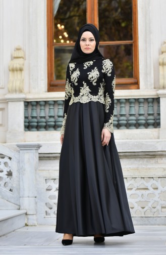 Black Hijab Evening Dress 7838A-05