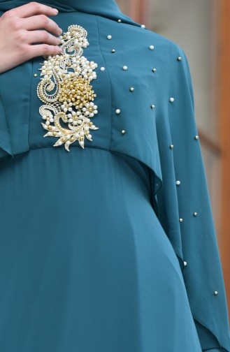 Emerald Green Hijab Evening Dress 1422-01