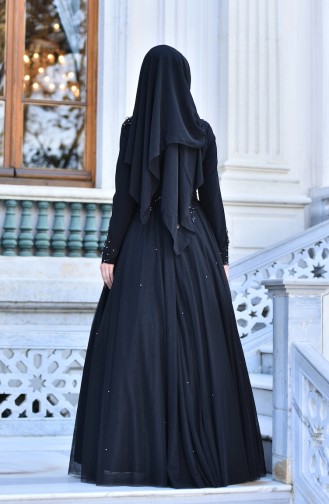 Black Hijab Evening Dress 1001-01