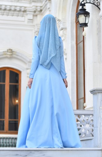 Robe de Soirée avec Perles 1005-01 Bleu 1005-01