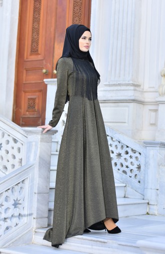 Püsküllü Simli Abiye Elbise 1007-01 Siyah Gold
