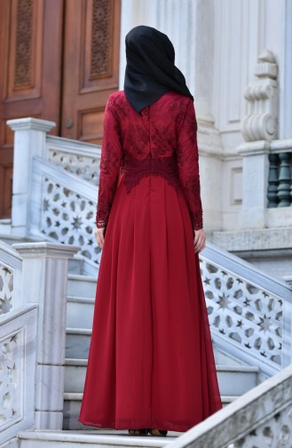 Weinrot Hijab-Abendkleider 9570-02