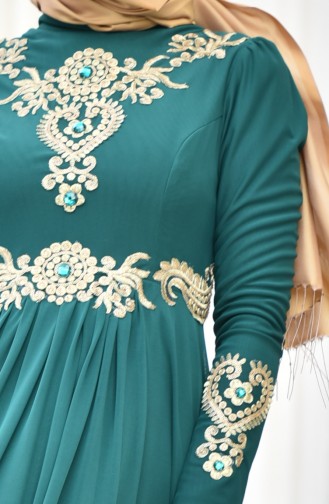 Taft Abendkleid mit Stickerei 1010-02 Smaragdgrün 1010-02