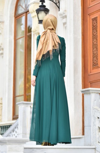 Taft Abendkleid mit Stickerei 1010-02 Smaragdgrün 1010-02