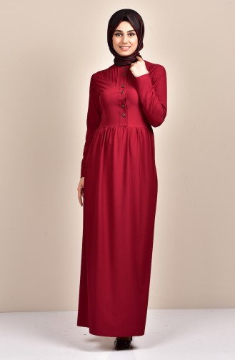 Claret Red Hijab Dress 7160-07