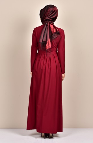 Claret Red Hijab Dress 7160-07