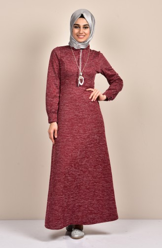 Claret Red Hijab Dress 1225-03