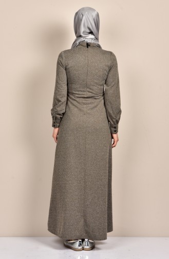 Khaki Hijab Dress 1225-01