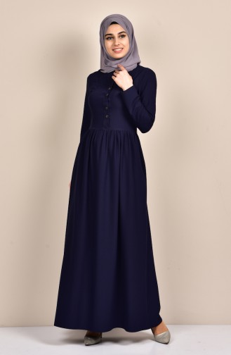 Navy Blue Hijab Dress 7160-01